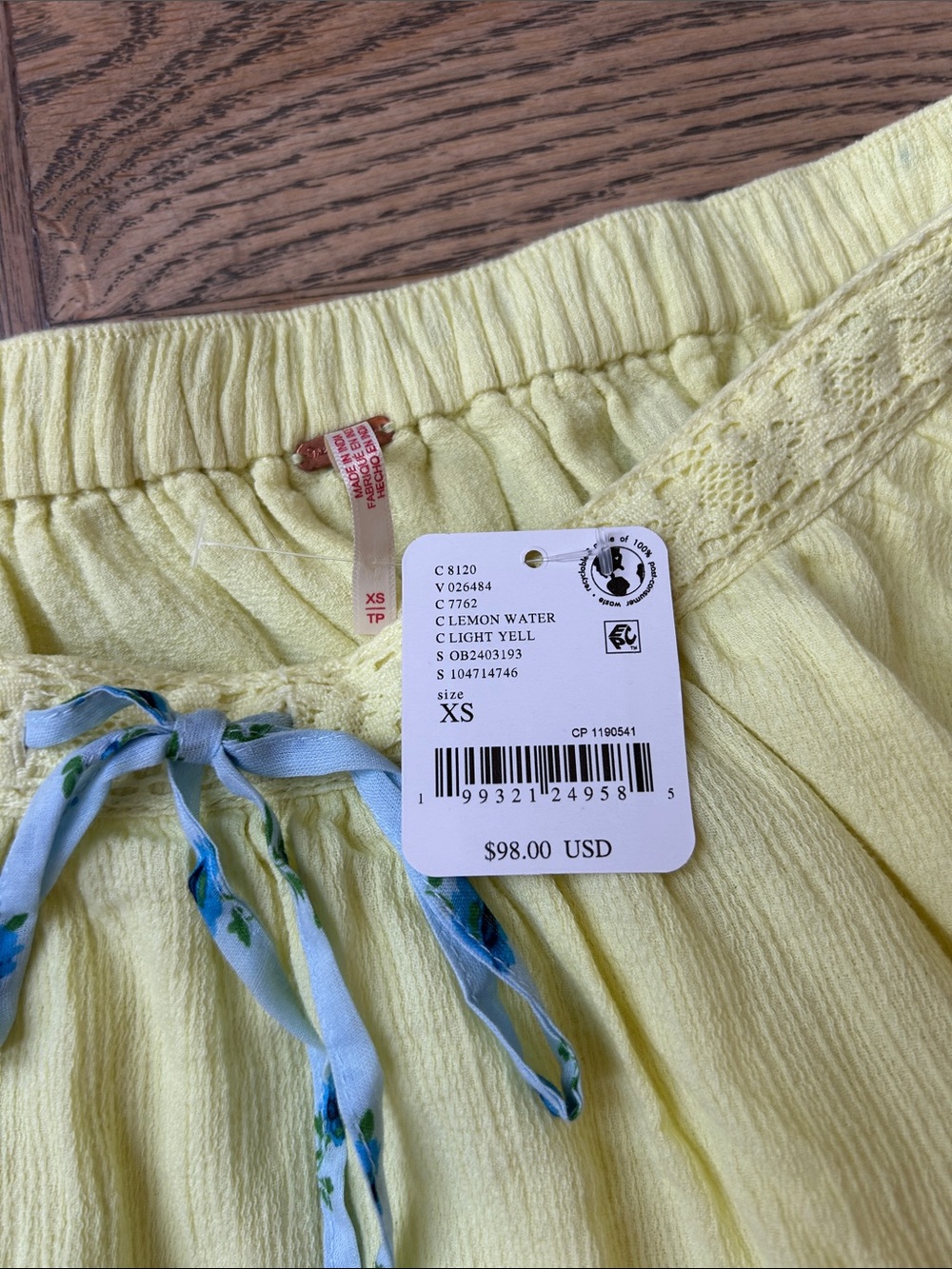 Free people yellow ruffle tiered skirt small NWT - Picture 2 of 6